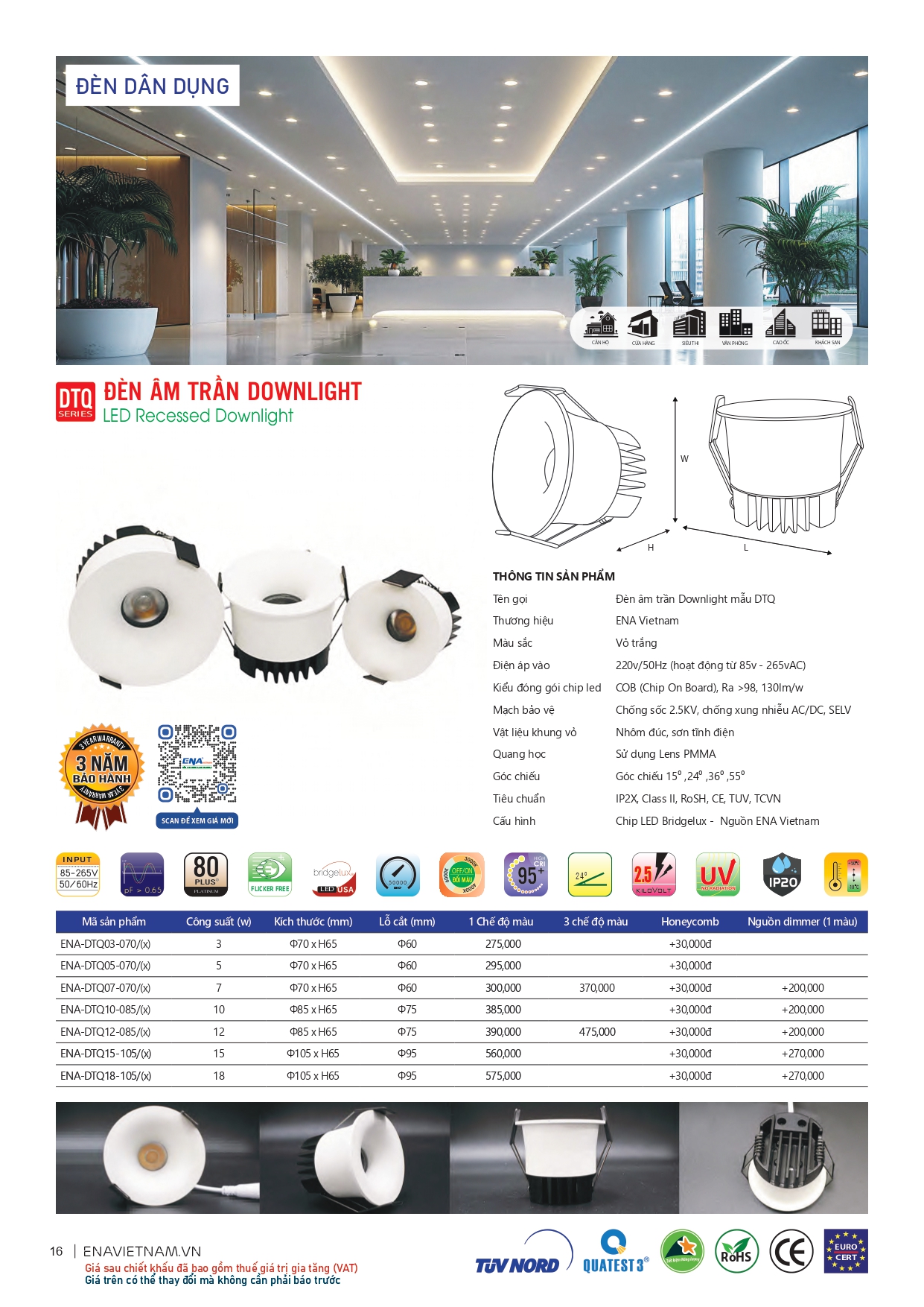 Bảng giá đèn led Ena 2026